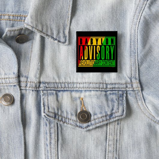 Reggae RASTA Vierkante Button 5,1 Cm (In situ)