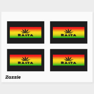 Reggae Rastafarian Leaf Rectangle Stickers
