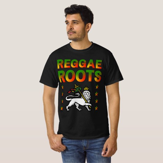 REGGAE ROOTS RASTA LION DE JUDA T-SHIRT (Voorkant volledig)