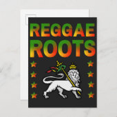 REGGAE ROOTS RASTA LION DE JUDA UITNODIGING BRIEFKAART (Voorkant / Achterkant)