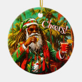 Reggae Santa Cheers Vrolijk Kerstboom Ornament (Voorkant)