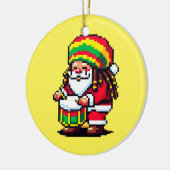 Reggae Santa Drummer Fun Pixel Art Kerstmuziek Keramisch Ornament (Links)
