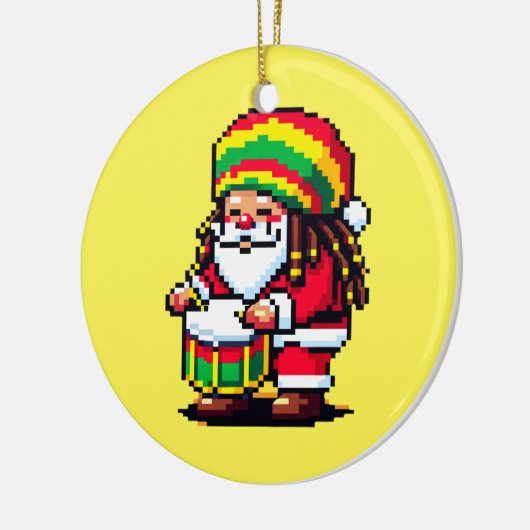 Reggae Santa Drummer Fun Pixel Art Kerstmuziek Keramisch Ornament (Links)