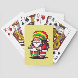 Reggae Santa Drummer Fun Pixel Art Kerstmuziek Pokerkaarten