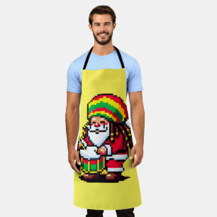 Reggae Santa Drummer Fun Pixel Art Kerstmuziek Schort