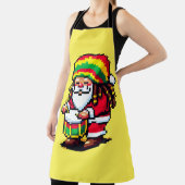 Reggae Santa Drummer Fun Pixel Art Kerstmuziek Schort (Insitu)