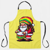 Reggae Santa Drummer Fun Pixel Art Kerstmuziek Schort (Voorkant)
