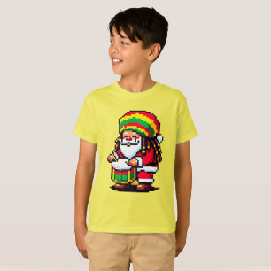 Reggae Santa Drummer Fun Pixel Art Kerstmuziek T-shirt