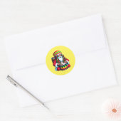 Reggae Santa Drummer - Leuke Pixel Art Kerst Ronde Sticker (Envelop)
