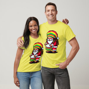 Reggae Santa Fun Pixel Art Kerstmuziek Ontwerp T-shirt