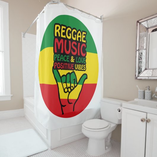 Reggae Shaka Hand met positieve koersen Douchegordijn (In situ)