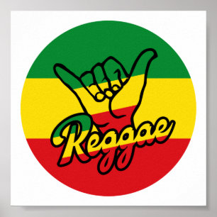 Reggae Shaka Hands met reggagekleuren Poster