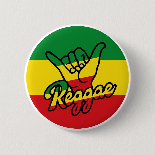Reggae Shaka Hands met reggagekleuren Ronde Button 5,7 Cm (Voorkant)
