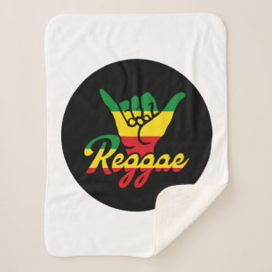 Reggae Shaka Hands met reggagekleuren Sherpa Deken