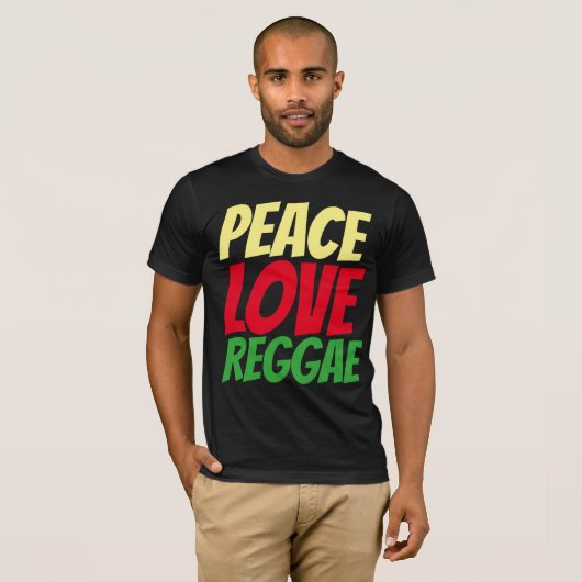 REGGAE T-shirts, PEACE LOVE T-shirt (Voorkant volledig)