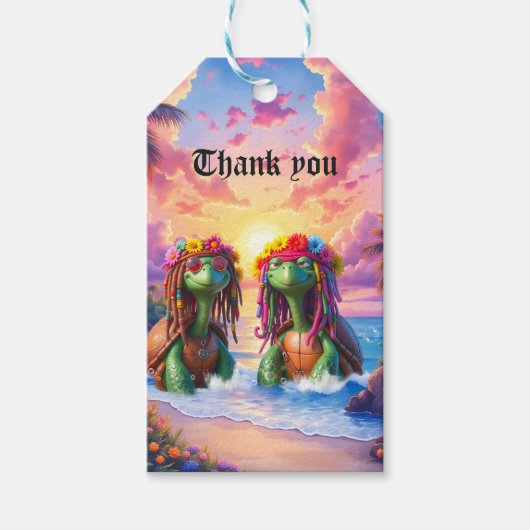 Reggae Turtles – Eiland Vibes Voor Altijd. Cadeaulabel (Voorkant)
