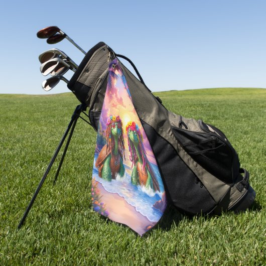 Reggae Turtles – Eiland Vibes Voor Altijd.  Golfhanddoek (Groen)