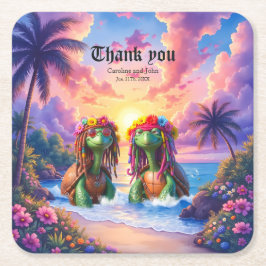 Reggae Turtles – Eiland Vibes Voor Altijd. Kartonnen Onderzetters