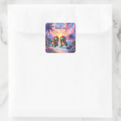 Reggae Turtles – Eiland Vibes Voor Altijd. Vierkante Sticker (Tas)