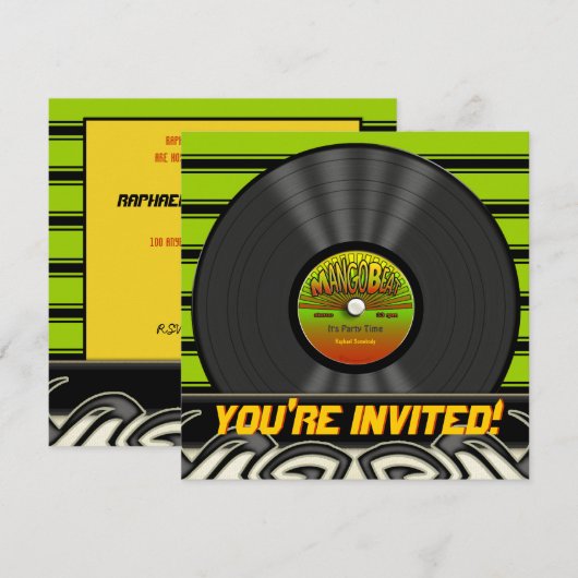 Reggae Vinyl Record-uitnodigingen Kaart (Voorkant / Achterkant)