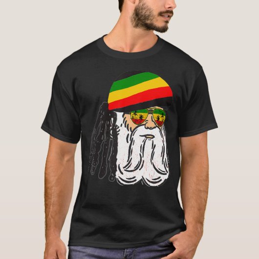 Reggae Xmas Santa Rasta Kerstmis Rasta Rastafari T-shirt (Voorkant)
