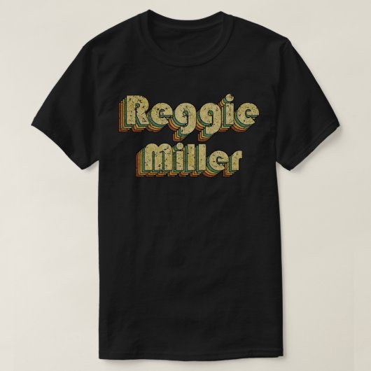 Reggie Miller Rainbow Typography Style 70s T-shirt (Design voorkant)