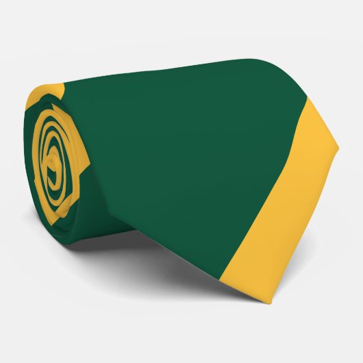 Regimental Stripe Forest Green and Gold Broad Stropdas (Opgerold)