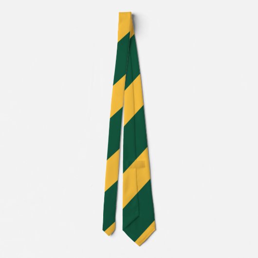 Regimental Stripe Forest Green and Gold Broad Stropdas (Achterkant)