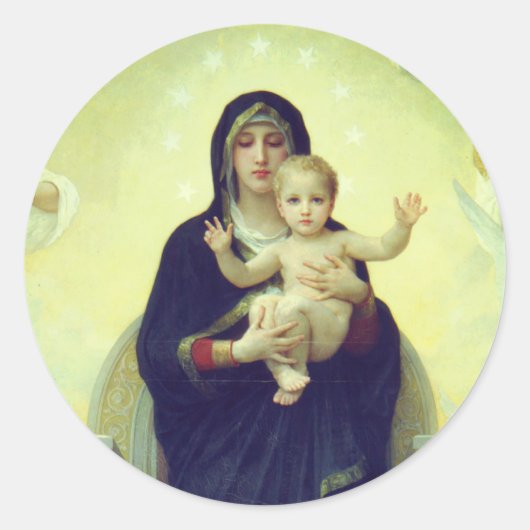 Regina Angelorum - William-Adolphe Bouguereau Ronde Sticker (Voorkant)