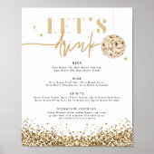 REGINA Geel Gouden Disco Laten we Drink Bar Menu   Poster (Voorkant)