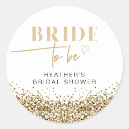 REGINA Gele Gouden Lovertjes Bruid in Aantocht Bor Ronde Sticker