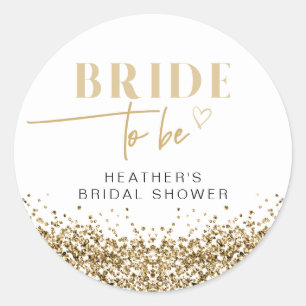 REGINA Gele Gouden Lovertjes Bruid in Aantocht Bor Ronde Sticker