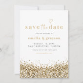 REGINA Gellow Gold Sequins Glitter Save Date Kaart (Voorkant)