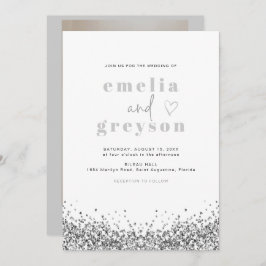 REGINA Glam Silver Glitter Sequins Disco Wedding Kaart