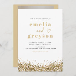 REGINA Glam Yellow Gold Sequins Disco Wedding Kaart