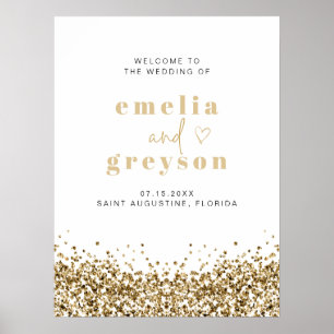 REGINA Glam Yellow Gold Sequins Weddenschap Welkom Poster