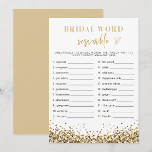 REGINA Gold Sequins Vrijgezellenfeest Word Scrambl Kaart