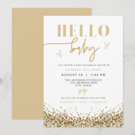 REGINA Hallo Baby Yellow Gold Sequins Baby shower Kaart