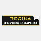 "REGINA" - "IT IS WAAR IK HET HOOFD BEN" (Canada) Bumpersticker (Voorkant)