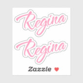 Regina Naam in Roze x2 Sticker (Vel)