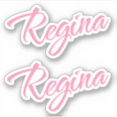 Regina Naam in Roze x2 Sticker (Voorkant)