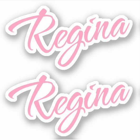 Regina Naam in Roze x2 Sticker (Voorkant)