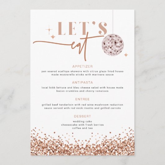 REGINA Roos Gold Disco Wedding Let's Eat Menu (Voorkant)