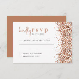 REGINA Roos Gold Glitter Sequins Disco RSVP Card Kaart
