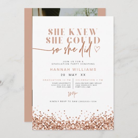 REGINA Roos Gold Glitter Ze deed het Afstuderen Kaart (Voorkant / Achterkant)