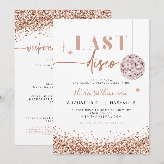 REGINA Roos Gold Last Disco Bachelorette Weekend Kaart (Voorkant / Achterkant)