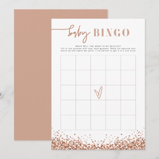 REGINA Roos Gold Sequins Baby shower Bingo Game Kaart (Voorkant / Achterkant)