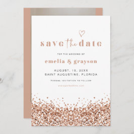 REGINA Roos Gold Sequins Glitter Save the Date Kaart