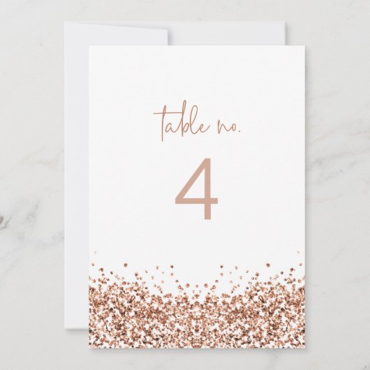 REGINA Roos Gold Sequins Glitter Table Number Kaart (Achterkant)