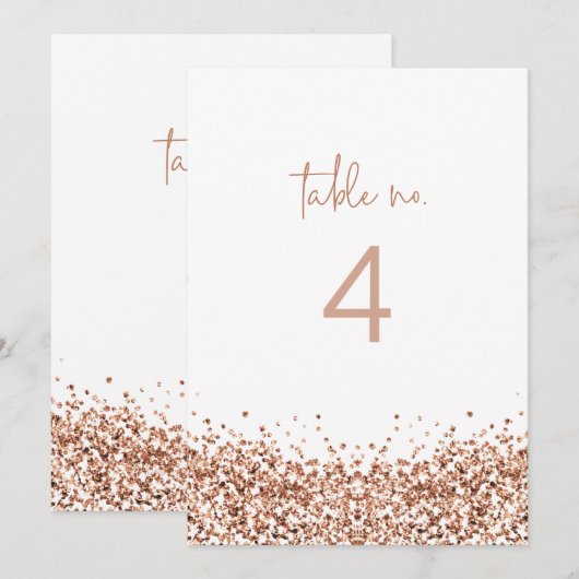 REGINA Roos Gold Sequins Glitter Table Number Kaart (Voorkant / Achterkant)